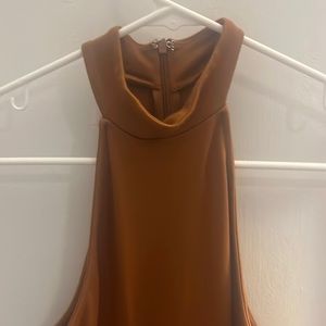 Halter neck burnt orange dress